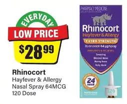 Chemist Discount Centre Rhinocort hayfever & allergy nasal spray 64mcg 120 dose offer