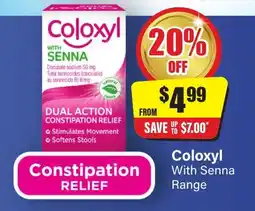 Chemist Discount Centre Coloxyl with senna dual action constipation relief offer