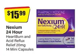 Chemist Discount Centre Nexium 24 hour heartburn and acid reflux relief 14 mini capsules offer
