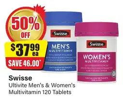 Chemist Discount Centre Swisse ultivite men's & women's multivitamin 120 tablets offer