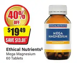 Chemist Discount Centre Ethical nutrients mega magnesium 60 tablets offer