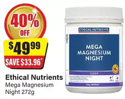 Chemist Discount Centre Ethical nutrients mega magnesium night offer