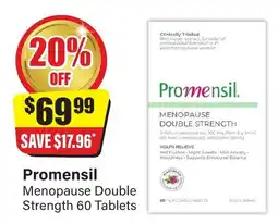 Chemist Discount Centre Promensil menopause double strength 60 tablets offer