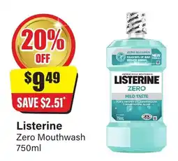 Chemist Discount Centre Listerine zero mouthwash offer