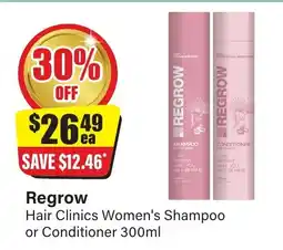 Chemist Discount Centre Regrow hair clinics women's shampoo or conditioner offer
