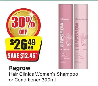 Chemist Discount Centre Regrow hair clinics women's shampoo or conditioner offer