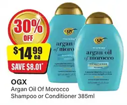 Chemist Discount Centre Ogx argan oil of morocco shampoo or conditioner offer