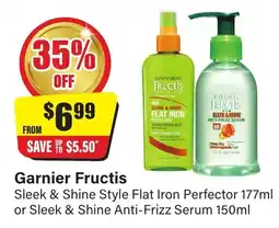 Chemist Discount Centre Garnier fructis sleek & shine style flat iron perfector or sleek & shine anti-frizz serum offer