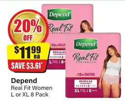 Chemist Discount Centre Depend real fit women l or xl 8 pack offer