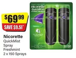 Chemist Discount Centre Nicorette quickmist spray freshmint sprays offer