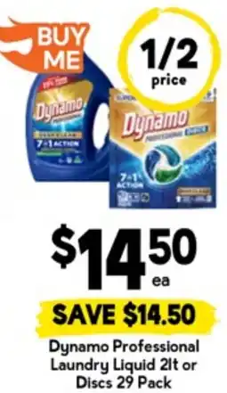 Drakes Dynamo professional laundry liquid or discs 29 pack offer