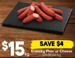 Drakes Kransky plain or cheese offer
