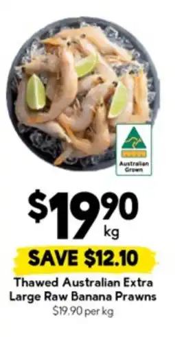 Drakes Thawed australian extra large raw banana prawns offer