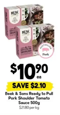 Drakes Beak & sons ready to pull pork shoulder tomato sauce offer