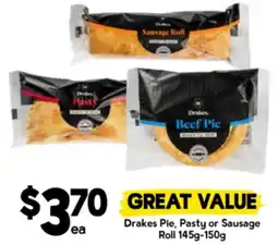 Drakes Drakes pie, pasty or sausage roll offer