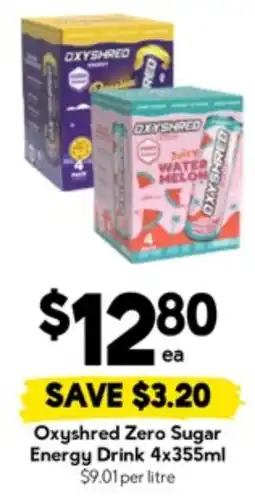 Drakes Oxyshred zero sugar energy drink offer