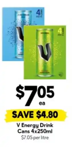 Drakes V energy drink cans offer