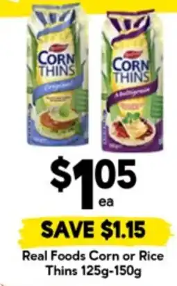 Drakes Real foods corn or rice thins offer
