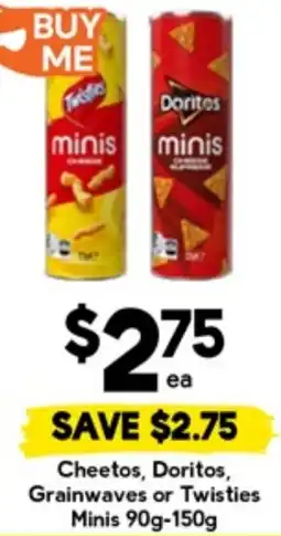 Drakes Cheetos, doritos, grainwaves or twisties minis offer