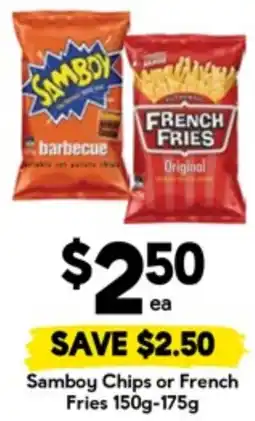 Drakes Samboy chips or french fries offer