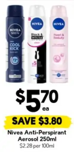 Drakes Nivea anti-perspirant aerosol offer