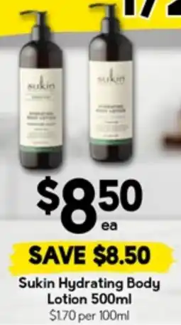 Drakes Sukin hydrating body lotion offer