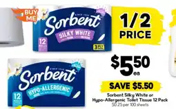 Drakes Sorbent silky white or hypo-allergenic toilet tissue 12 pack offer