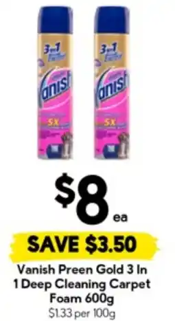 Drakes Vanish preen gold 3 in 1 deep cleaning carpet foam offer