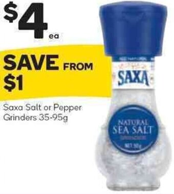 Woolworths Saxa Salt Or Pepper Grinders 35-95g offer
