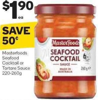 Woolworths Masterfoods Seafood Cocktail Or Tartare Sauce 220-260g offer