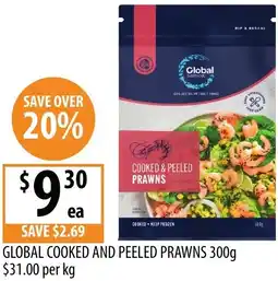 Supabarn Global cooked and peeled prawns offer
