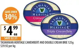 Supabarn Tasmanian heritage camembert and double cream brie offer