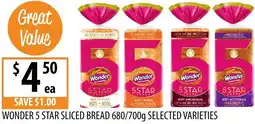 Supabarn Wonder 5 star sliced bread offer