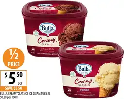 Supabarn Bulla creamy classics ice cream tubs offer