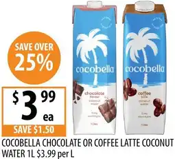 Supabarn Cocobella chocolate or coffee latte coconut water offer