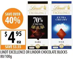 Supabarn Lindt excellence or lindor chocolate blocks offer