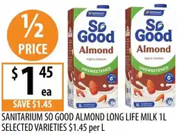 Supabarn Sanitarium so good almond long life milk offer