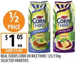 Supabarn Real foods corn or rice thins offer