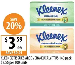 Supabarn Kleenex tissues aloe vera/eucalyptus offer