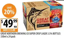 Supabarn Great northern brewing co super crisp lager 3.5% bottles offer
