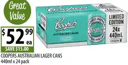 Supabarn Coopers australian lager cans offer