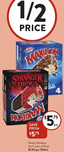 Foodworks Peters Maxibon Ice Cream offer