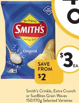 Foodworks Smith's Crinkle, Extra Crunch or SunBites Grain Waves offer