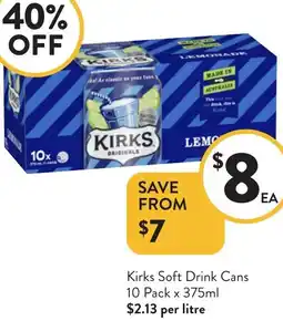 Foodworks Kirks Soft Drink Cans offer