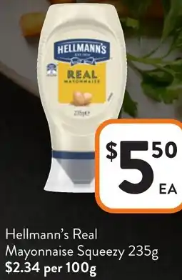 Foodworks Hellmann's Real Mayonnaise Squeezy offer
