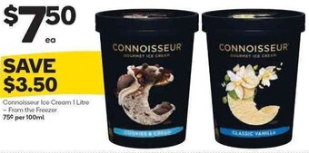 Woolworths Connoisseur Ice Cream 1 Litre offer