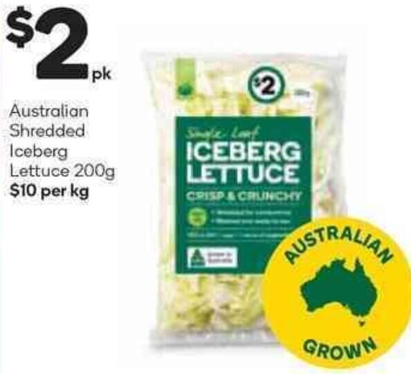 Australian Shreddad Iceberg Lettuce 200g offer at Woolworths