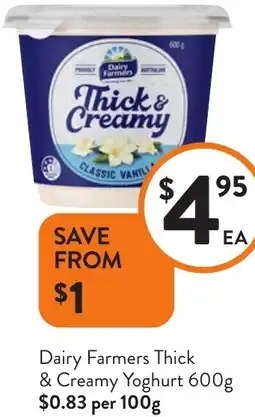 Foodworks Dairy Farmers Thick & Creamy Yoghurt offer
