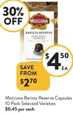 Foodworks Moccona Barista Reserve Capsules offer