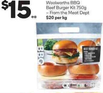 Woolworths Woolworths BBQ Beef Burger Kit 750g offer